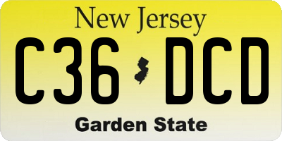 NJ license plate C36DCD
