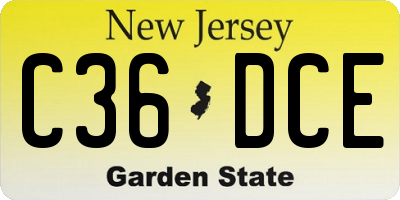 NJ license plate C36DCE