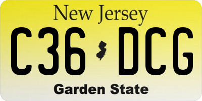 NJ license plate C36DCG