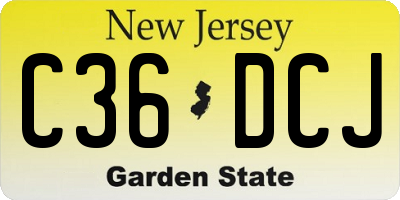 NJ license plate C36DCJ