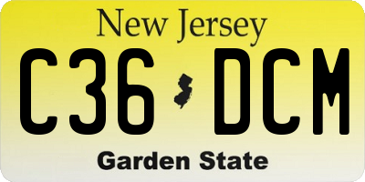 NJ license plate C36DCM