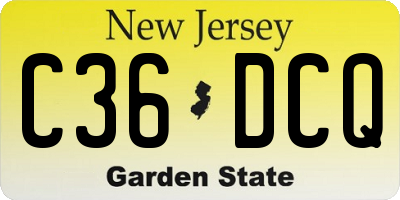 NJ license plate C36DCQ
