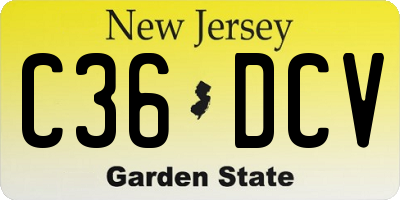 NJ license plate C36DCV