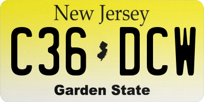 NJ license plate C36DCW