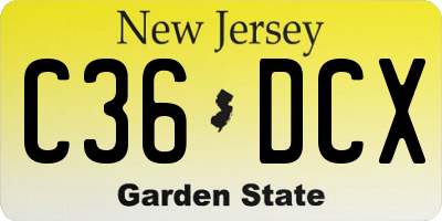 NJ license plate C36DCX