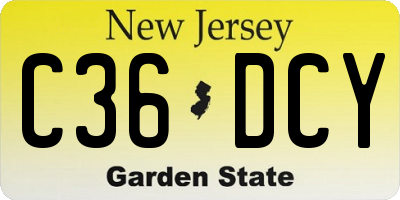 NJ license plate C36DCY