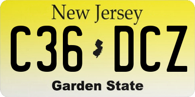 NJ license plate C36DCZ