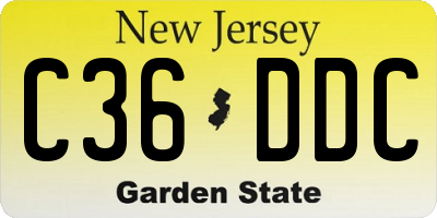 NJ license plate C36DDC