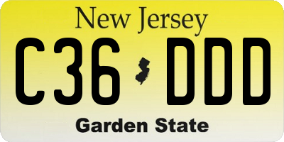 NJ license plate C36DDD