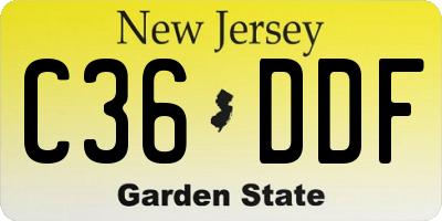NJ license plate C36DDF