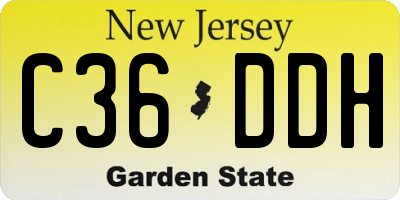 NJ license plate C36DDH