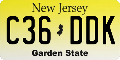 NJ license plate C36DDK