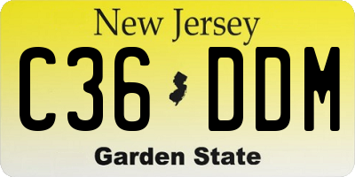 NJ license plate C36DDM