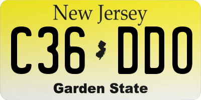 NJ license plate C36DDO