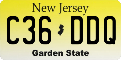 NJ license plate C36DDQ
