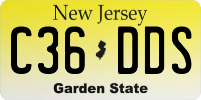 NJ license plate C36DDS