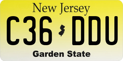 NJ license plate C36DDU