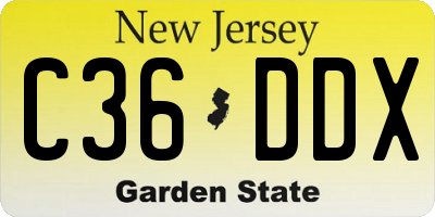 NJ license plate C36DDX