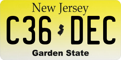 NJ license plate C36DEC