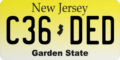 NJ license plate C36DED