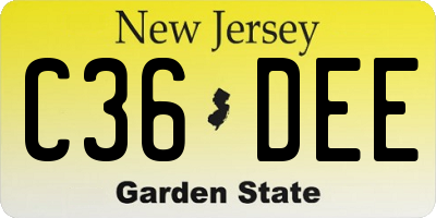 NJ license plate C36DEE