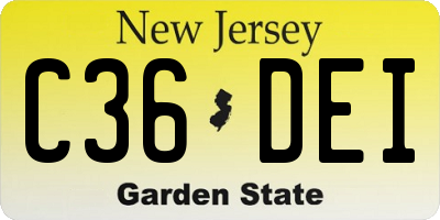 NJ license plate C36DEI