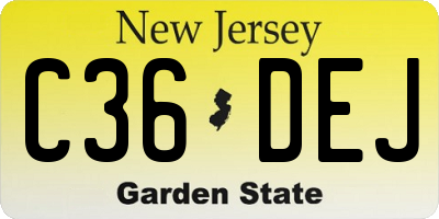 NJ license plate C36DEJ