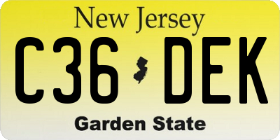 NJ license plate C36DEK