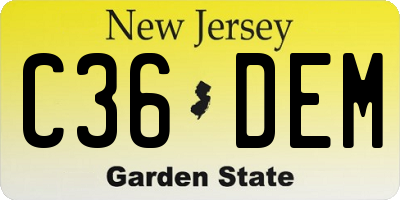 NJ license plate C36DEM