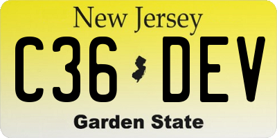 NJ license plate C36DEV
