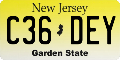 NJ license plate C36DEY