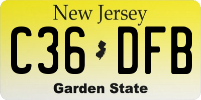 NJ license plate C36DFB