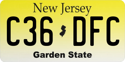 NJ license plate C36DFC