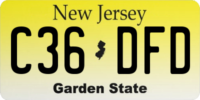 NJ license plate C36DFD