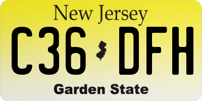 NJ license plate C36DFH