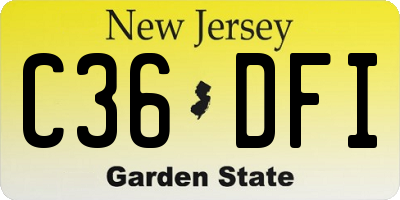 NJ license plate C36DFI
