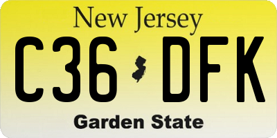 NJ license plate C36DFK