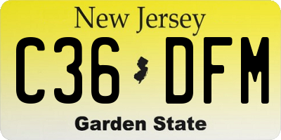 NJ license plate C36DFM