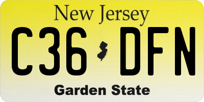 NJ license plate C36DFN