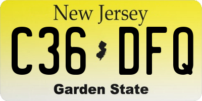 NJ license plate C36DFQ