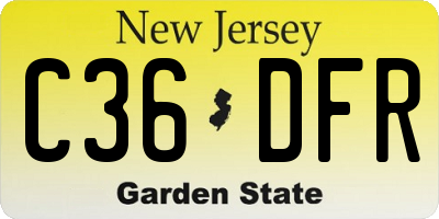 NJ license plate C36DFR