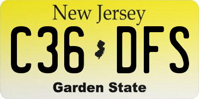 NJ license plate C36DFS