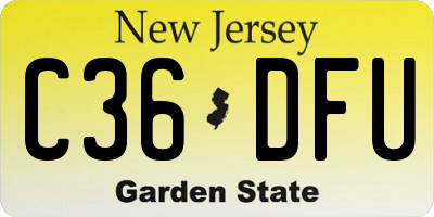 NJ license plate C36DFU