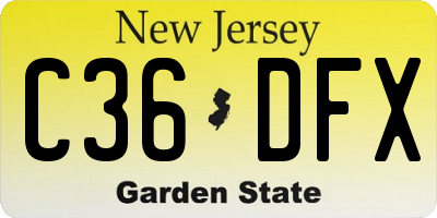 NJ license plate C36DFX