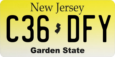 NJ license plate C36DFY