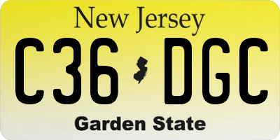 NJ license plate C36DGC