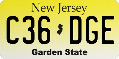 NJ license plate C36DGE