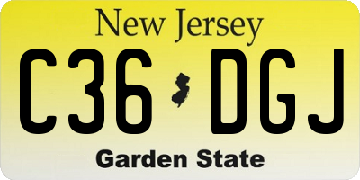NJ license plate C36DGJ