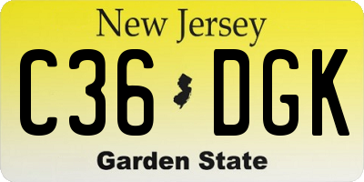 NJ license plate C36DGK