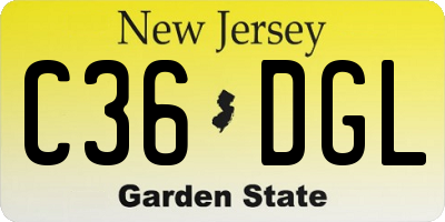 NJ license plate C36DGL
